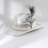 Popular Ladies Vacation Hat Gold Rhinestones Elegant Feather Accessories Pearl Letters Wedding Party Celebration