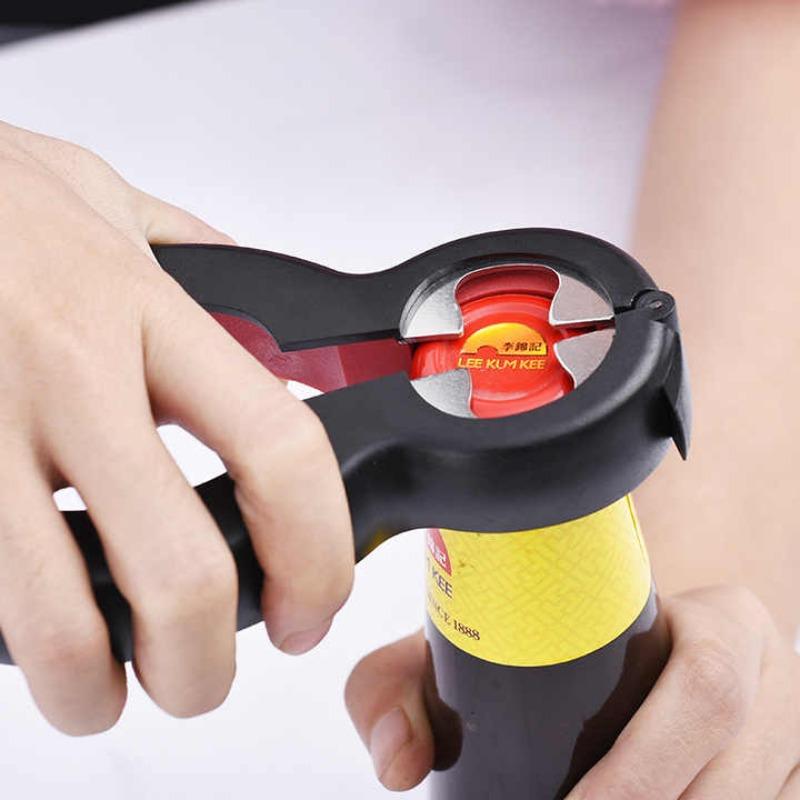 Apriscatole 6 in 1 Multifunzione Apribottiglie Tappi a Vite Apri Barattoli Presa per Coperchi Apri Sicurezza per Casa Campeggio Utensili da Cucina