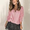 Women S Lace V Neck Pullover Sweater Long Sleeve Solid Color Knitwear