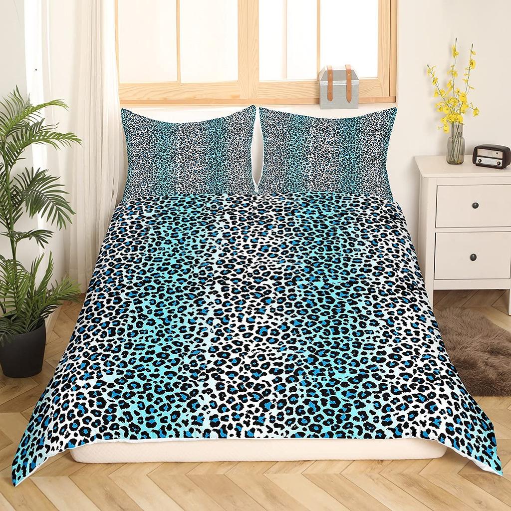 Pink Leopard King Queen Duvet Cover Girly Glitter Bedding Set Cheetah Skin Pattern Quilt Cover 2/3pcs Polyester Comforter Cover