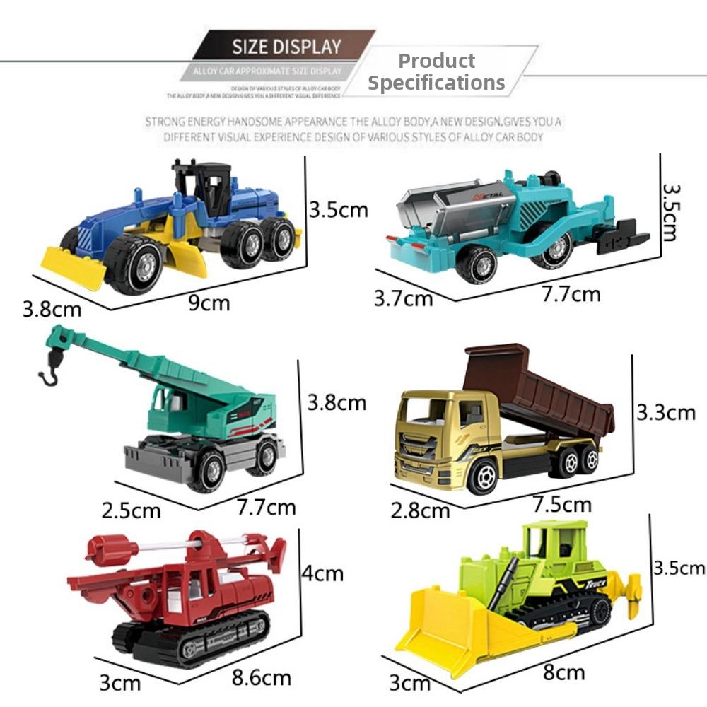 4/6pcs 1:64 Vehicle Excavator Tractor Toy 2 Styles Simulation Metal Car Model Toy  Sliding Boy Gift