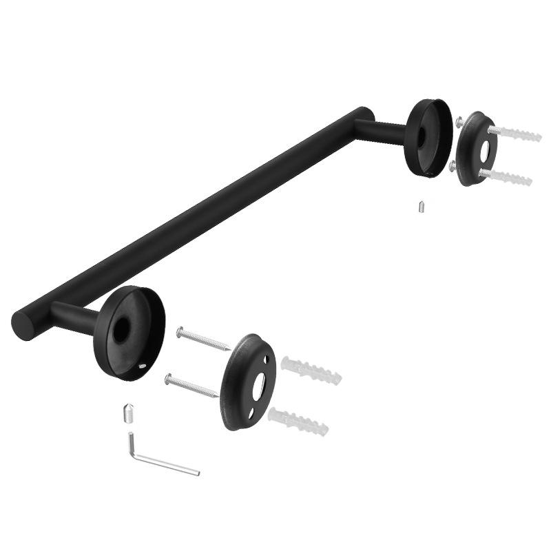 No-Drill Stainless Steel Bathroom Towel Rack - Single Bar with Storage