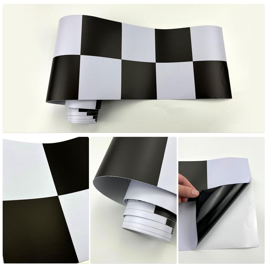 Meiji Vinyl Kitchen And Bathroom Waterproof Oil-Proof Stickers Home Renovation Wallpaper Wall And Floor Decoration Stickers Classic Black White Grid