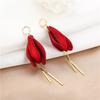 Red Petal Long Fringed Earrings Trendy Temperament Festive New Year'S Earrings
