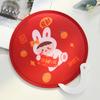 pc Portable Folding Fan With Handle, Cartoon Mini Round Fan, Plastic Summer Accessory, Fancy Style For Creative Party Gift,