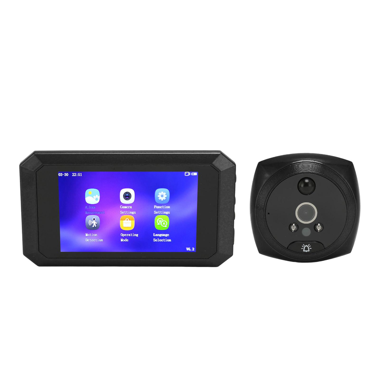 

Умный дверной звонок с ночным видением, экран 3,97 дюйма, 2 МП, 1080P, датчик человеческого тела, видеозвонок, черный чёрный