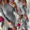 Trendy Cross-border Fashion Knitted Sweater Dress - Round Neck, Long Sleeve