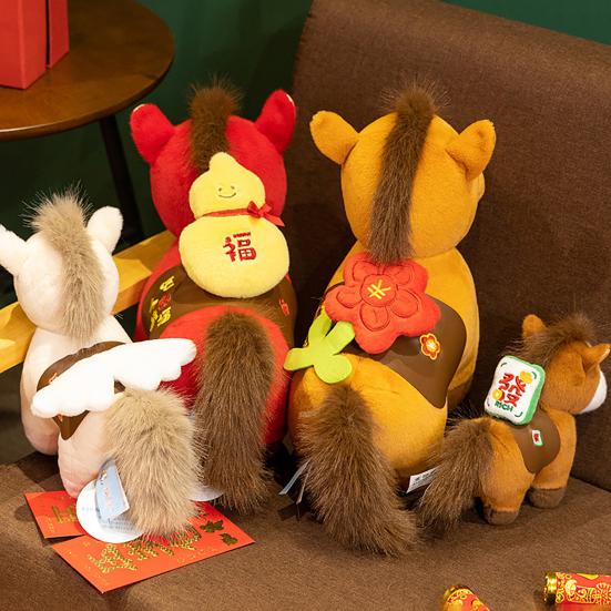 Horse Plush Doll New Year Decoration Soft Lucky Horse Mascot Desk Car Decor for Spring Festival