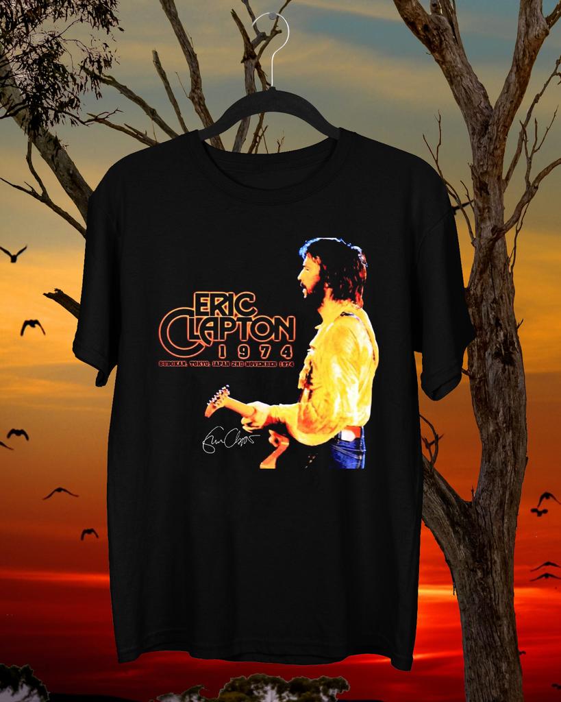 Rare Eric Clapton Live In 1974 T Shirt Black All Size Gift Fan AM791