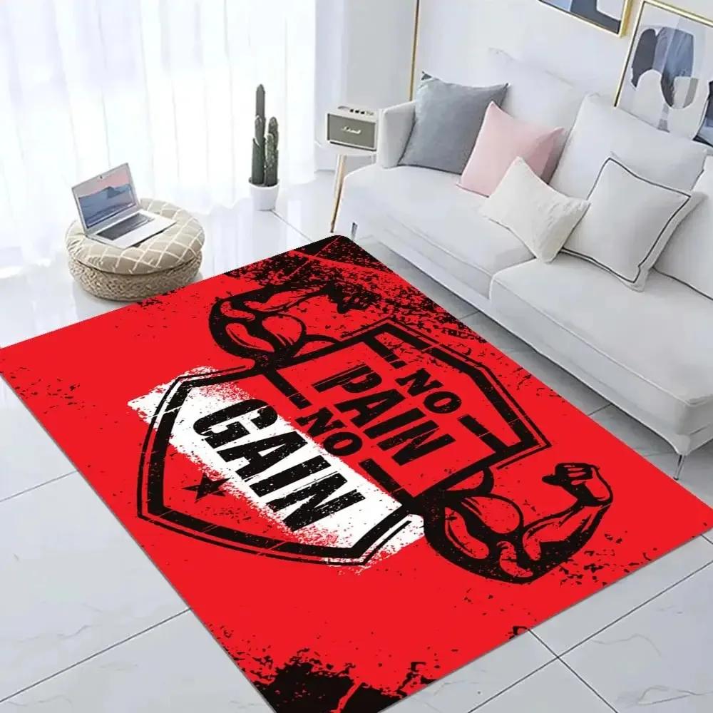 

No Pain No Gain Print Carpet GYM Floor Mat Bathroom Anti-slip Doormat Absorb Water Long Strip Kitchen Cushion Home Welcome Rugs 40x60cm