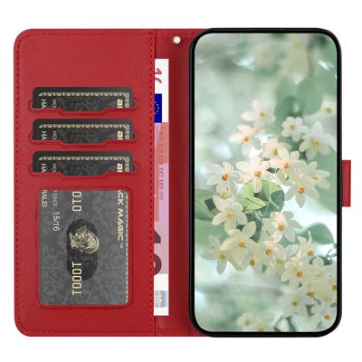 For iPhone 14/13 Case Flower Imprint Leather Flip Wallet Phone Cover with Wrist Strap