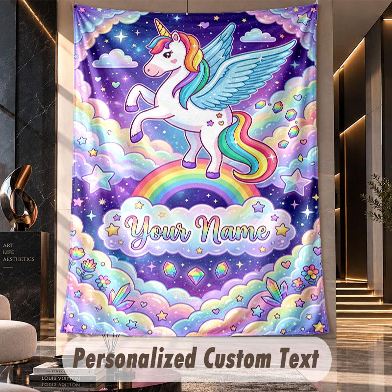 Unicorn (374) Theme Custom Tapestry Personalized Custom Name Text Wall Hanging Tapestry Home Decor Background Cloth