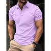 Men's Casual Solid Color Button Short Sleeved T-shirt Polo Shirt