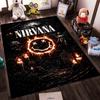 Nirvana Logo with Fiery Smiley Face Design Rug Non-slip Rug Suitable for Living Room and Bedroom Sofas.