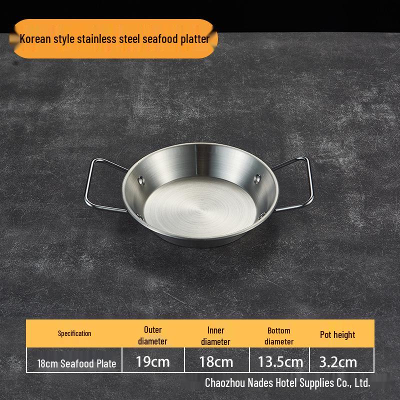 Gold Thickened Stainless Steel Seafood Plate with Handles - Korean Style for Crawfish, Fries, Fried Chicken, and Rice.