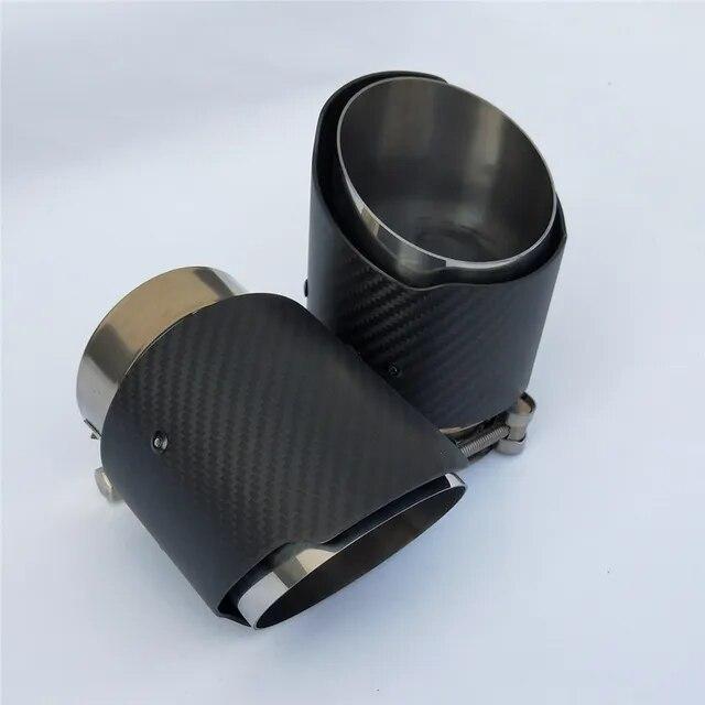 Garganta trasera de fibra de carbono, entrada de 80mm, salida de 101mm, punta de tubo de escape mate de lado recto, apta para Mazda CX5 CX4