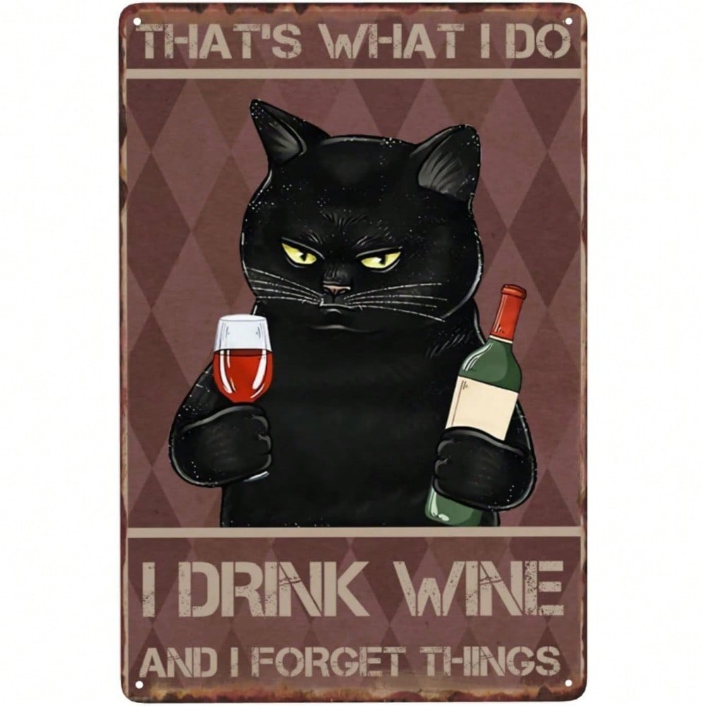 Funny Cat Retro Metal Sign 8x12 Inch Vintage Tin Poster Vinyl Art For Kitchen Garage Bar Home Decor