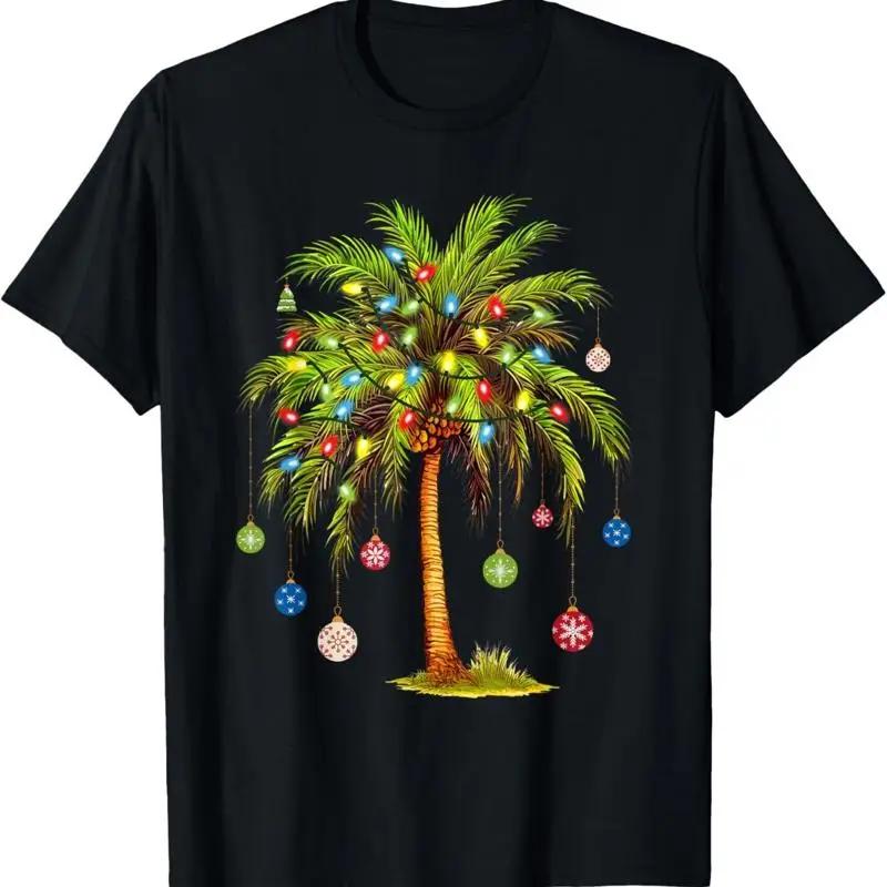Christmas Palm Tree Light Hawaiian Tropical Xmas T Shirt