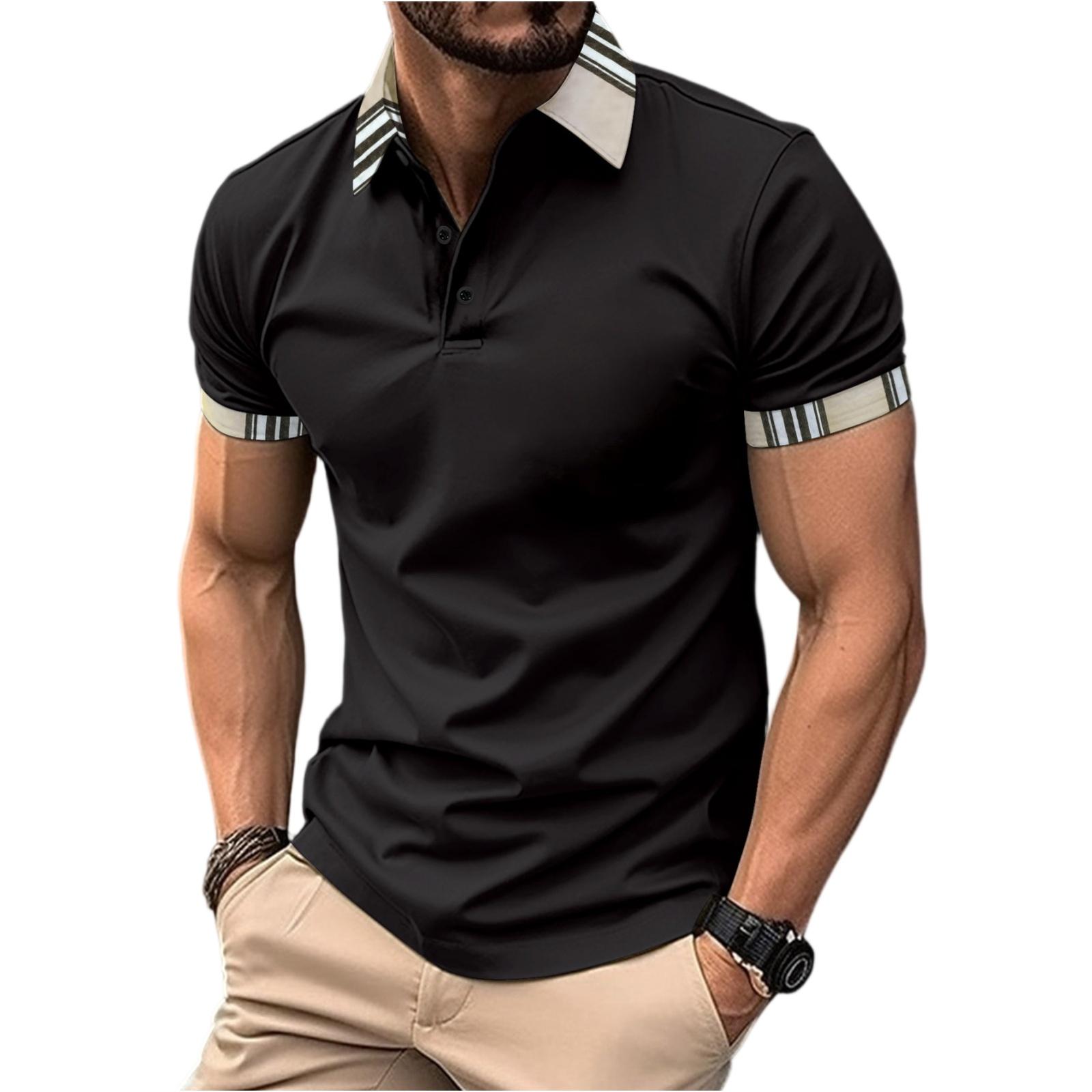 Men s Multi-color Sport Casual T-shirt - Men s Collarless Short-sleeved Shirt XXL чёрный