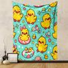 Cute Yellow Ducks on Blue Pattern Background Patterned Tapestry Decorative Wall Hanging, Home Bedroom Living Room Decor