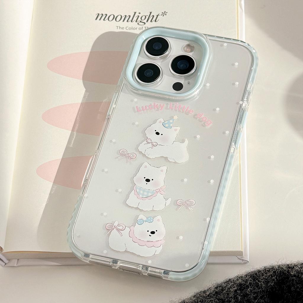 Sweet Cartoon Puppy IPhone 16promax Apple 15 Mobile Phone Case Suitable for 14 Korean 13 Transparent 11 Silicone