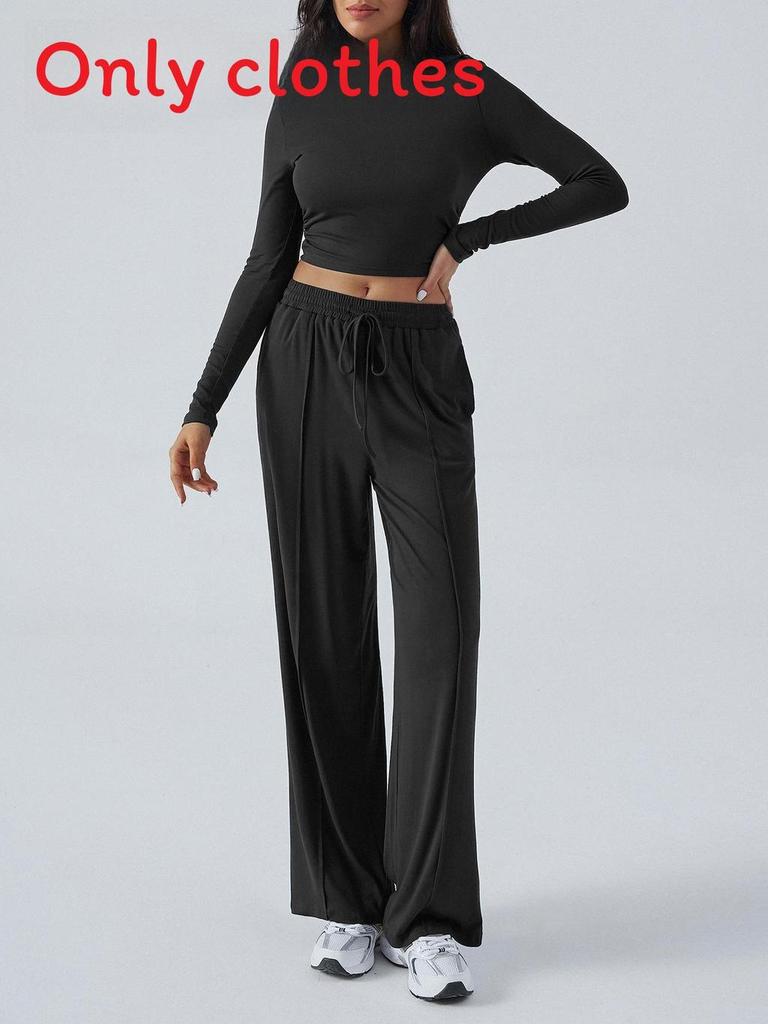 Pure Color Casual Pants For Women With Wide Leg Design For Autumn Winter Comfort