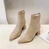 Fashion Fashion Pointed Toe Suede Single Boots 2025 New Temperament Block Heel Fashion Boots Booties Women