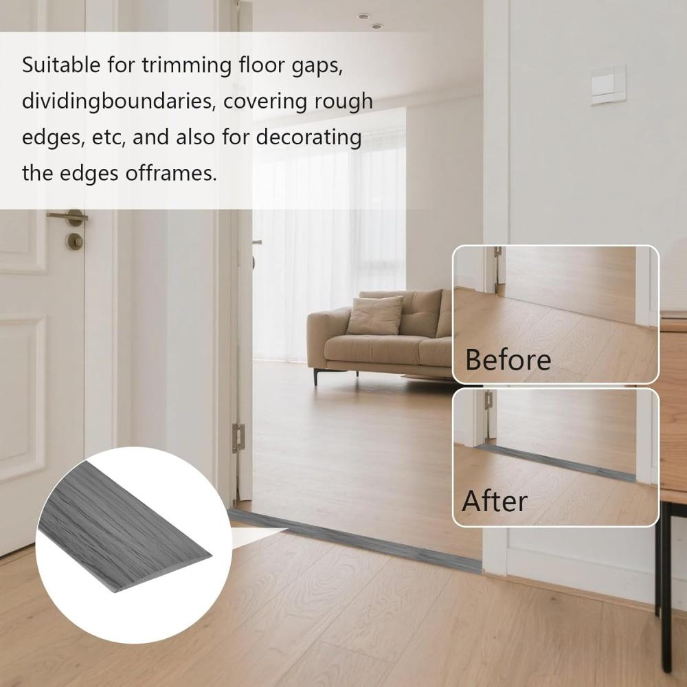 1 Pc 1m/2m/3metersX4cm Wood Grain PVC Wooden Floor Transition Strip, Self-adhesive Edge Sealing StripThreshold Strip