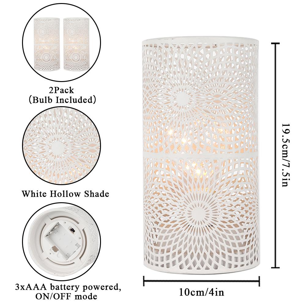 2Pcs/set  Battery Powered Table Lamp Modern Nordic Cylinder Lamp for Warm Light with LED Edison Style Bulb Wedding Home Decor