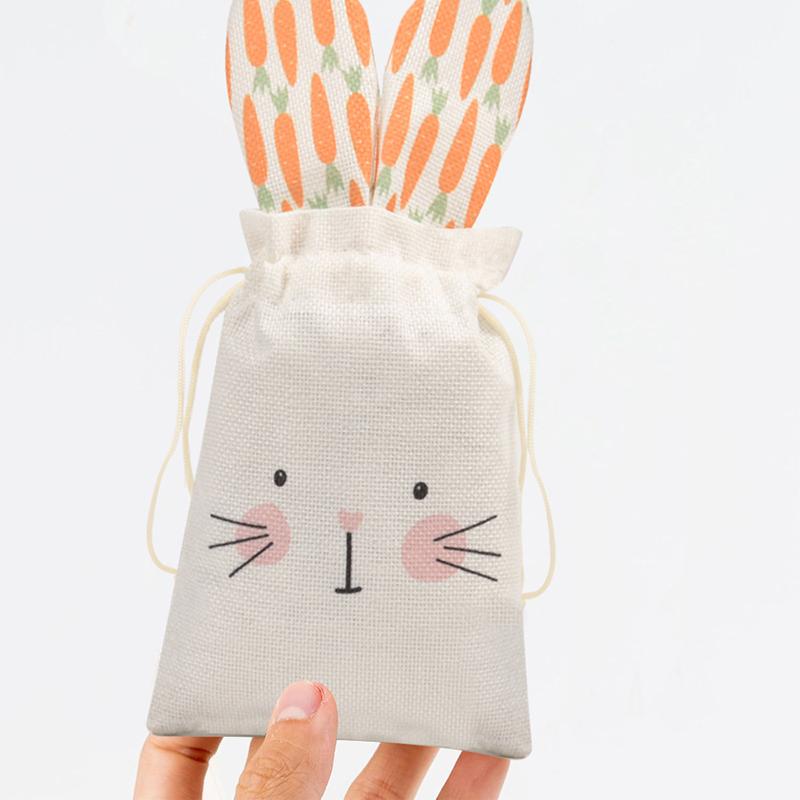 WTEMPO Ostern Süße Kaninchen Geschenktüten Frühling Sommer Party Mitgebsel Geburtstagsdekorationen Wiederverwendbare Goodie-Aufbewahrungstaschen Kaninchen Kordelzug Leckerli-Taschen