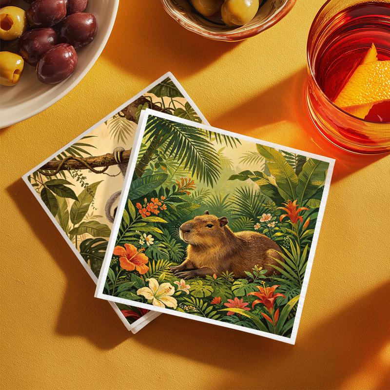 6PCS Cleaning Dishcloths Reusable Kitchen Dish Towels Tropical Animal Pattern Dishcloth Absorbent Lint Free Cloth Washable Duster Rags Tea Towels