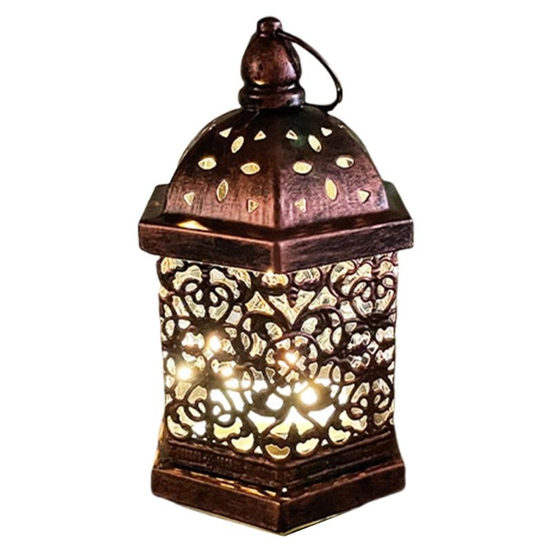 Middle East Arab Vintage Iron Art LED Lanterns Hanging Lamp Hollowed Out Metal LED Hanging Lighting for Home Decors