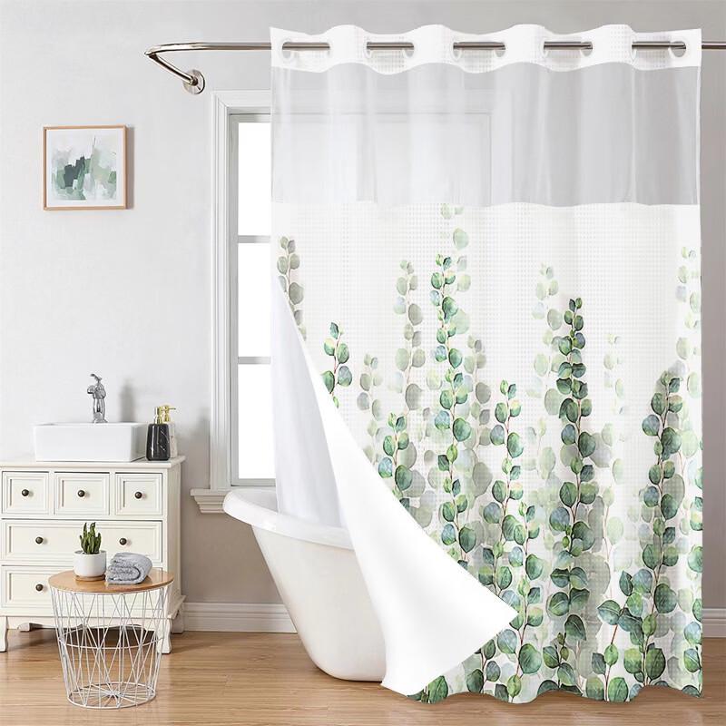 Handun Floral Polyester Double-Layer Shower Curtain