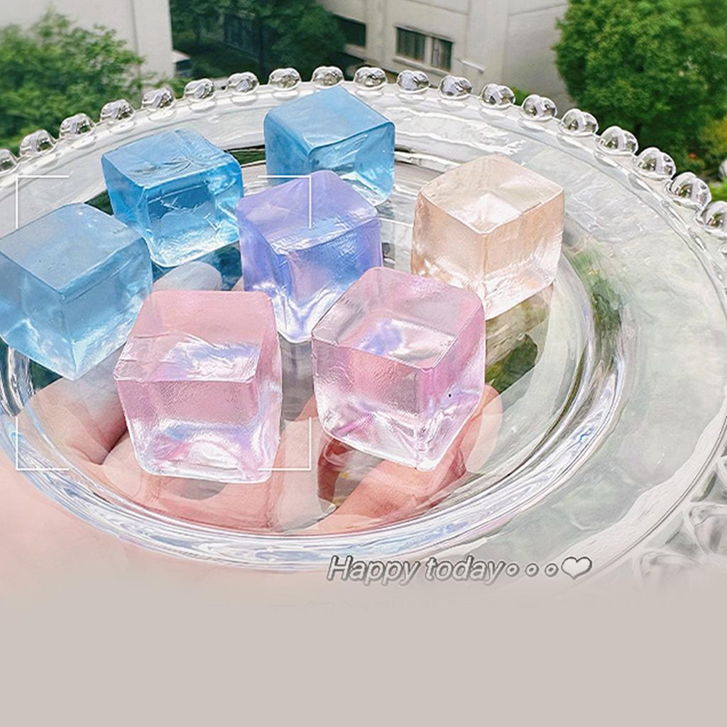 20 Pcs Squeeze Toy Ice Cube Mochi Clear Tofu Shape for Kids Anxiety Reduce Fairy Teens Party Supplies