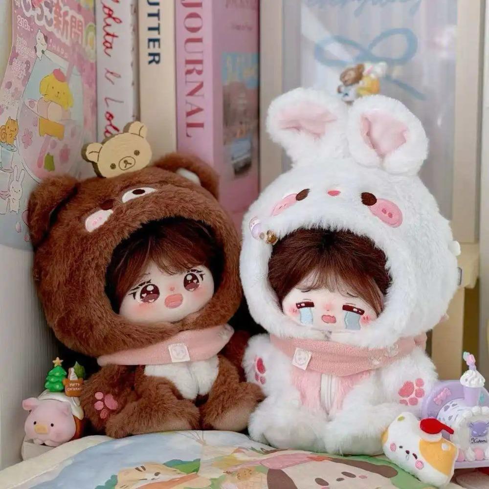 20cm Plush Doll Clothes Animal Onesie Outfit, Cute Fox & Bunny Costume for 20cm Cotton Dolls, Universal Doll Clothing Accessorie