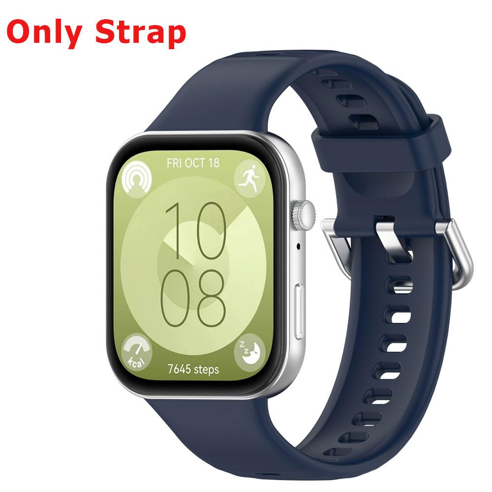 Silicone Watch Strap + Protective Case For Huawei Watch Fit 3 Watchband Bracelet Band Correa Screen Protector Cover Shell