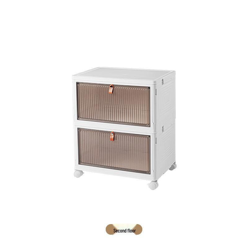 Large Capacity Folding Storage Cabinet with Wheels - Multi-layer Organizer for Snacks & Clothes