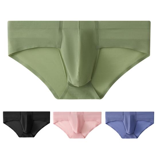 Men Sexy Briefs Low-rise U-Convex Solid Color Panties Smooth Lines Seamless Breathable Thong