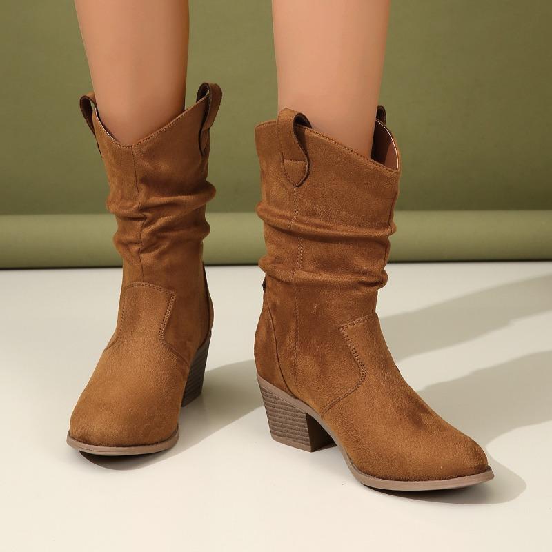Women Western Boots Cowboy Boots Women Plested Women Ankle Boots Pu Leather Shoes Autumn Boots Booties Female Plus Size 42