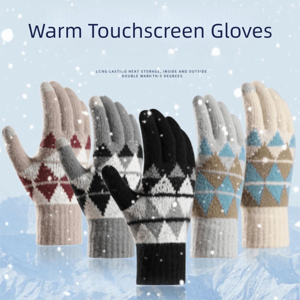 Thickened Knitted Gloves Touchscreen Five Finger Gloves Finger Separated Warm Gloves Autumn Winter