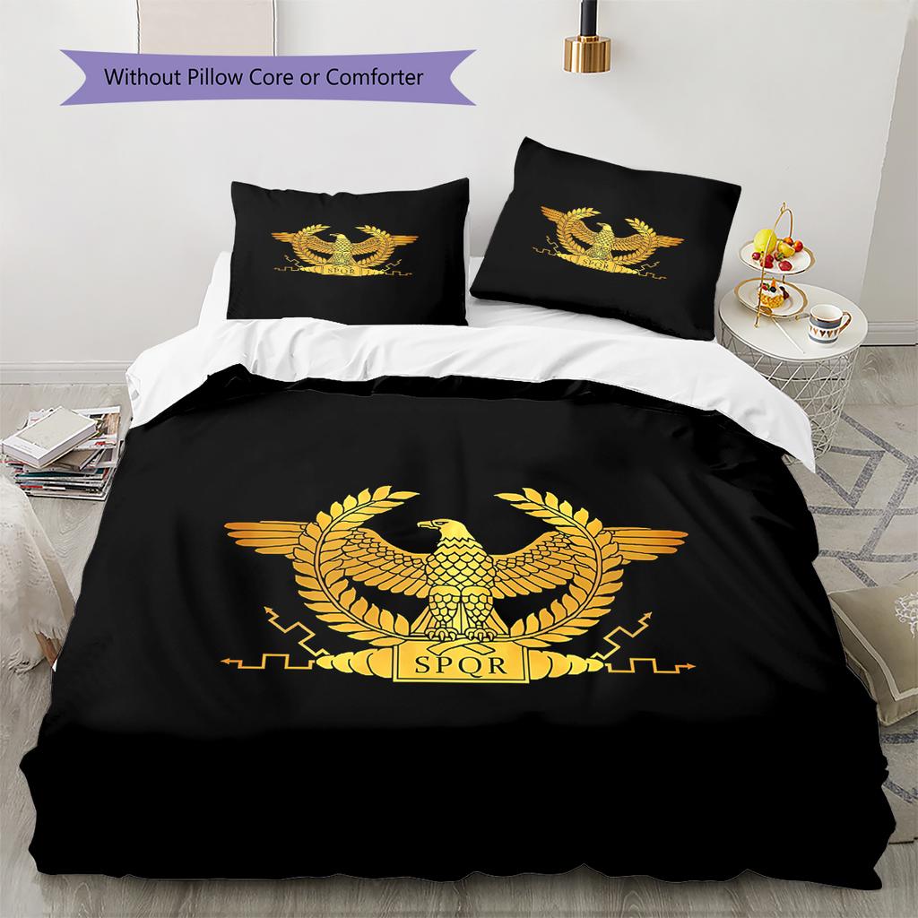 Roman SPQR Pattern Bedding,Quilt Set Quilt Cover Pillowcase Home Birthday Gift (1 * duvet cover + 2 * pillowcase, without core)