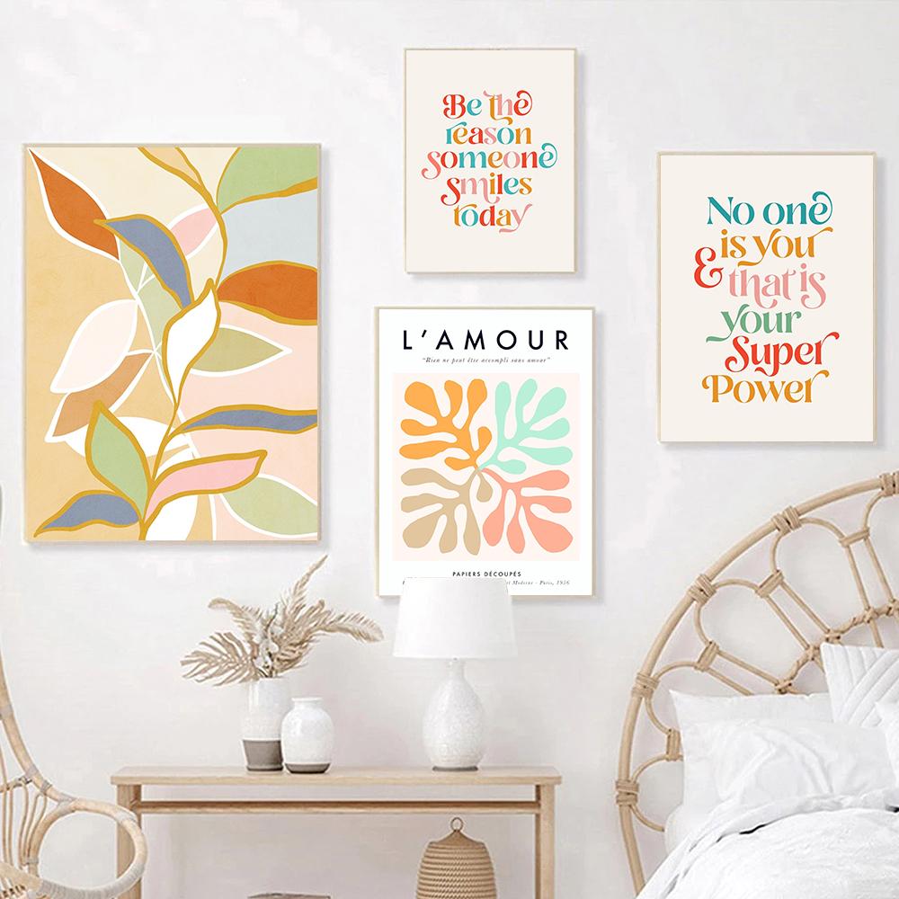 Příroda Láska Výřezy Plakáty Jaro Matisse Malba na plátno Moderní Pastely Květinová Typografie Tisk Nástěnná Umělecká Dekorace Domácí Obrázky