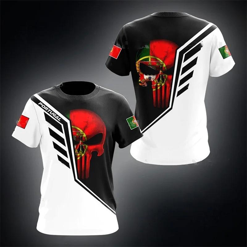 3D Portugal National Emblem Graphic T Shirt for Men Clothing Casual Unisex Short Sleeved Tee Shirts Streetwear Y2k Tops T-shirt