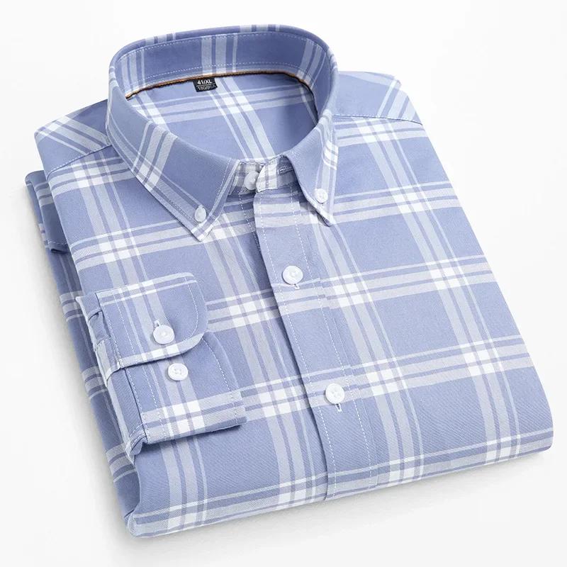 New in shirt hight quality 100%cotton long sleeve shirts for man slim fit casual plain shirt soft plaid trends designer clothes