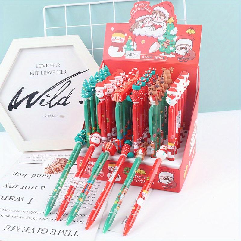 36pcs Christmas Neutral Pen, Press Pen, Holiday Gift Pen, Student Practice Pen, Cartoon Design Pen, Black Signature Pen