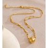 Eetit Stainless Steel Double-Layer Chain Round Stacking Necklace Pendant 16K Golden & Platinum Plated Waterproof Collar Jewelry