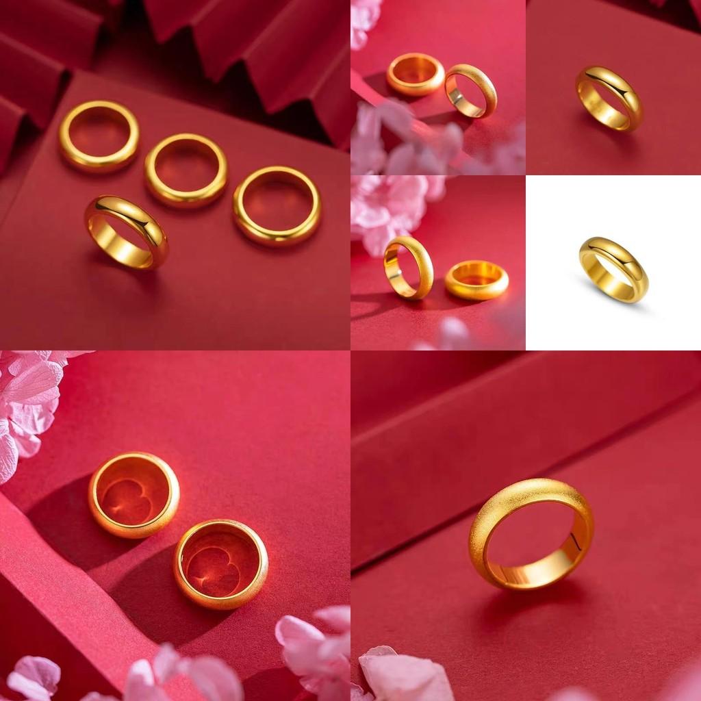 Unique Thick Solid Circle Ring For Couples In Luxurious Gold Plated Brass With Geometric Design