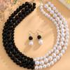 Retro Small Fragrant Splicing Multi-layer Black and White Contrasting Color Imitation Pearl Necklace Women's French Beaded Collarbone Chain