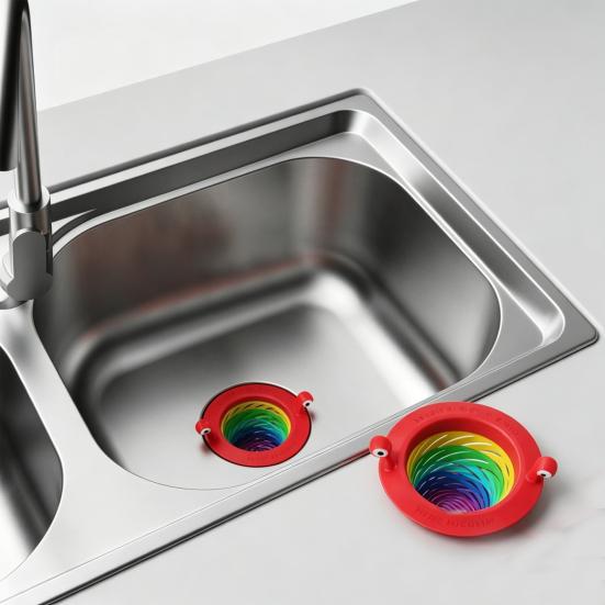 Rainbow Sink Strainer Expandable Capacity Basket Prevents Clogs And Odors Food Waste Collector for Kitchen