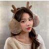 Autumn and winter antler reindeer earmuffs foldable plush thickened warm windproof outdoor portable earbags